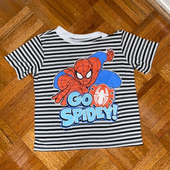 Spider-Man short sleeve T-shirt 3T navy and white stripe - Picture 1 of 4